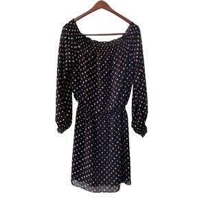 White House Black Market Black Long Sleeve Blouson Dress Women's Size Small